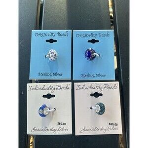 Set of 4 Sterling Silver Fancy Beads for Bracelet Necklace Jewelry Making